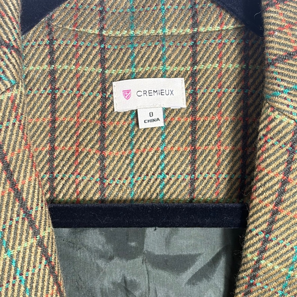 Cremieux Womens Brown Plaid Blazer Elbow Patches Single Button Jacket Size 0 - Picture 3 of 8